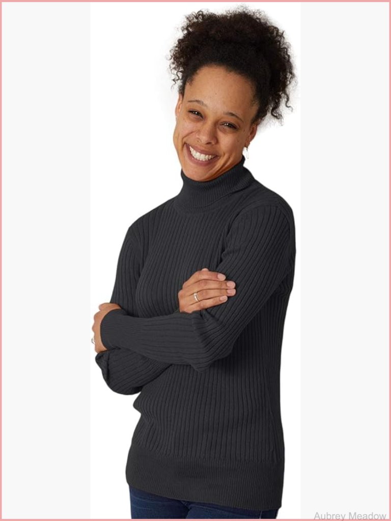 Fair Trade Organic Ribbed Turtleneck Sweater Women Pullover
